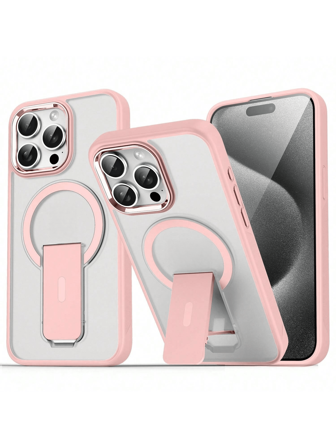 Luxury Matte Semi-Transparent Magnetic Wireless Charging Phone Case With Stand, Suitable For IPhone 17 16 15 14 13 12 11 Pro Max Plus, Metal Camera Ring, Shock-Resistant Soft Bumper Hard Back Cover