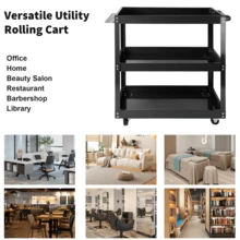 Lislark 3 Tier Tool Storage Heavy Duty Durable Garage Trolley Workshop Wheel Cart Shelf - Black - View 3