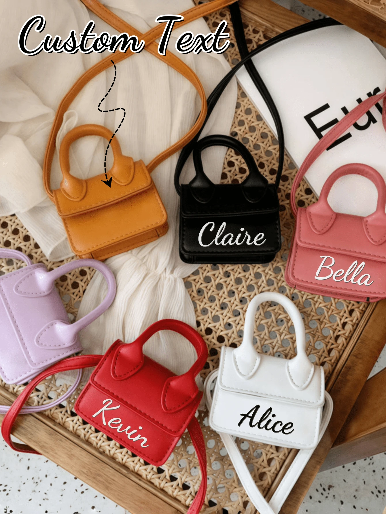 1 件可定制文字名称时尚纯色 PU 翻盖迷你包储物袋收纳盒 - 适合日常使用，适合送给她、新娘、伴娘、女儿、女朋友、母亲的理想礼物 - 彩色 - 查看 1