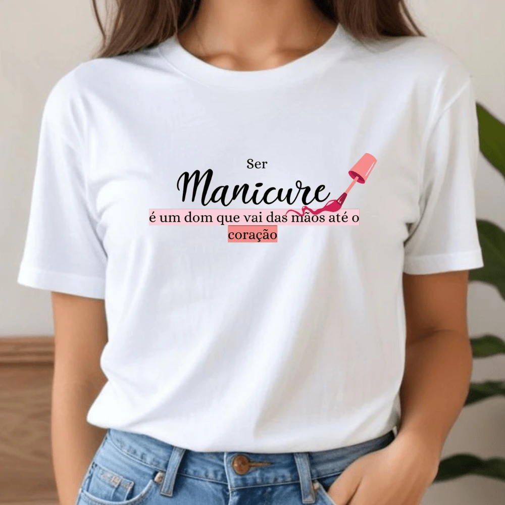 T-Shirt Blouse T Shirt Women's Printed Manicure Nails Nail Designer Profession - 白色 - 查看 1