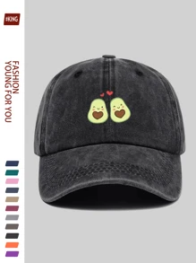 1 Coppia di cappellini da baseball regolabili con stampa di avocado, design alla moda unisex, cappelli urbani comodi e traspiranti, adatti per coppie, uso all'aperto, quotidiano, multistaigione, regalo per famiglia, amici, partner