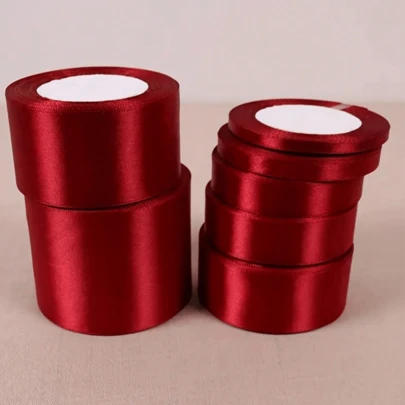 25 Yards Ruy băng lụa satin màu đỏ rượu vang sang trọng - Hoàn hảo cho đám cưới, tiệc tùng, gói quà và các dự án tự làm