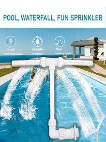 1Pc Versatile Pool Fountain With Adjustable 2-In-1 Spray Nozzle - High-Pressure Waterfall & Cooling Sprinkler For Above And In-Ground Pools, Durable PVC Outdoor Garden Feature,For Pool, Swimming Pool Spa Water Fountain, Pool,Pool Accessories,Swimming Pool,Pool Stuff,Picinas,No Electricity/Battery Required