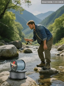 Línea de pesca trenzada de 300M/11811 pulgadas con larga distancia de tiro, línea principal, sin estiramiento, 6-100 LB