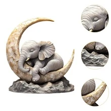 2D Crescent Moon Elephant Acrylic Desktop Decor - Elegant Blessing Symbol Suitable For Home And Office, Great For Bedroom, Cafe, Living Room, Garden And Balcony Christmas Decoration
