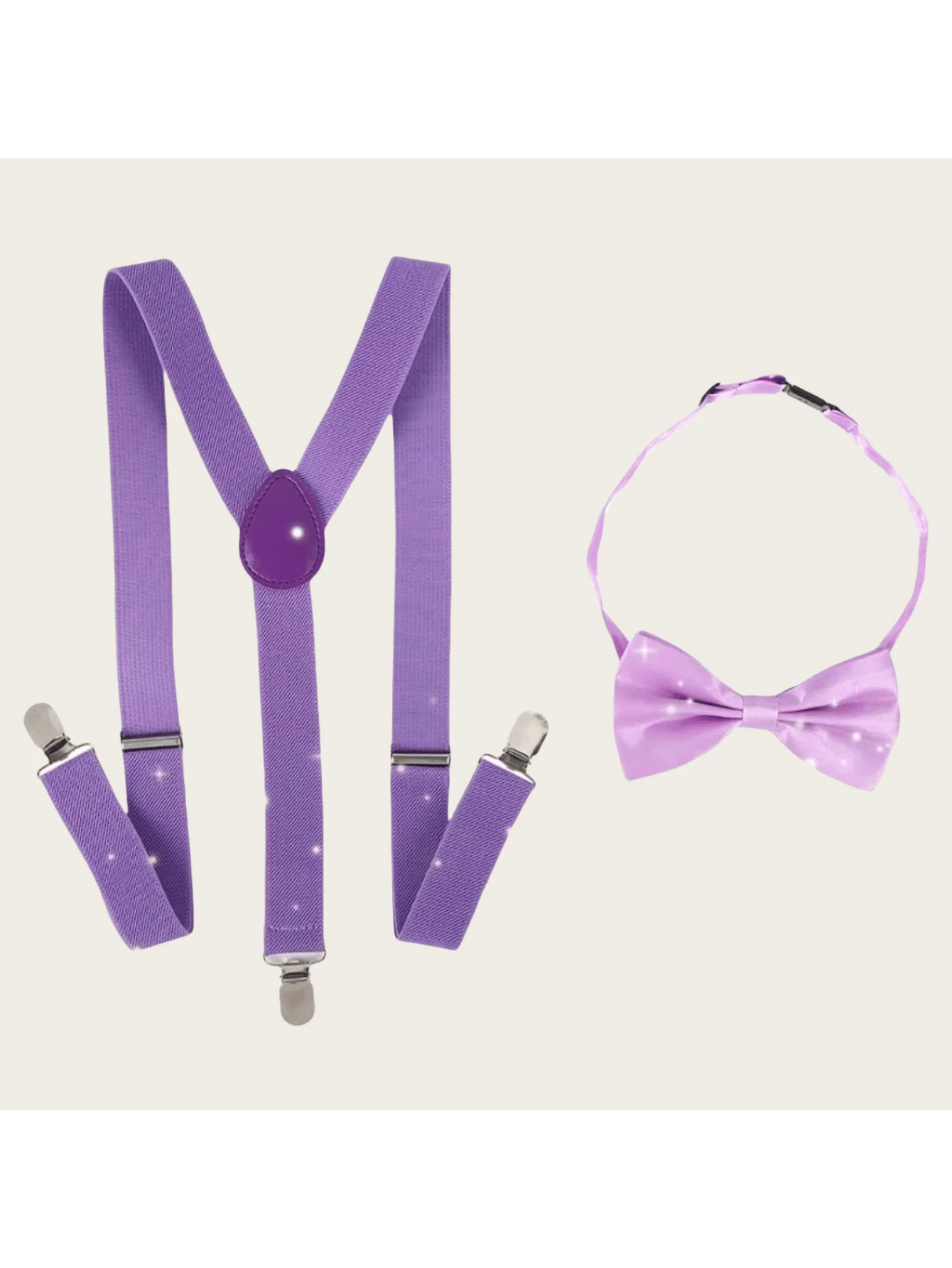 1pc Men's Fashion Versatile Adjustable Solid Color Polyester Suspender & Bow Tie Set