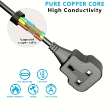 LIPWEL LIPWEL 1 Way Gang Extension Lead 1m To 10m, 13 Amp Single Socket Extension Lead, UK 3 Pin Plug Power Strip (13A, 3250W Max), Sturdy Plug Extension For Travel, Home, Office, Black, Heavy-Duty Cable Extension Cord Socket For Various Scenarios