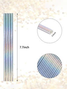 10-100pcs/Pack Colorful Paper Straws, Glitter Straws, Elegant Straws, Suitable For Juice, Milkshake, Birthday, Wedding, Baby Shower, Decoration, Mermaid Theme Party, Event Supplies - Multicolor - View 9