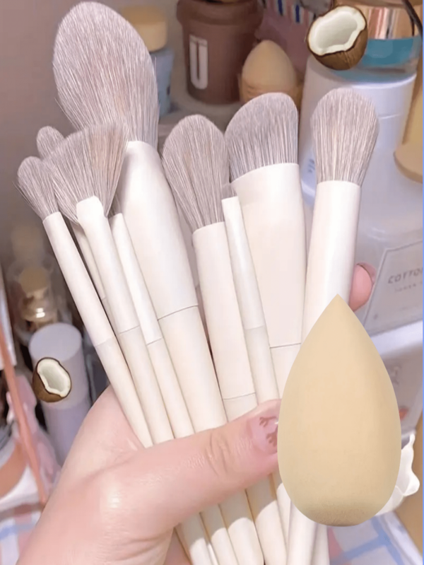 10pcs Makeup Brush Set &1pc Makeup Sponges Eye Shadow Foundation Brush Concealer Highlighter Blush Powder Cosmetic Brushes Beauty Make Up Tools,Travel-Friendly Cosmetic Brushes Kit For Beginners & Pros | Perfect Back To School Gift