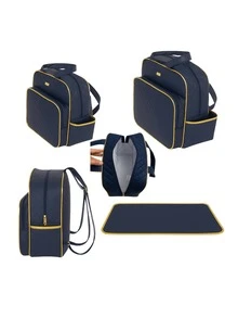 4-Piece Golden Crown Style Maternity Outing Bag Kit For Baby - Navy Blue - View 4