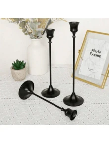 金属烛台套装，桌面婚礼主题烛台，适用于圣诞节、万圣节、复活节、感恩节、家居和酒店装饰 - 油饰（不含蜡烛）