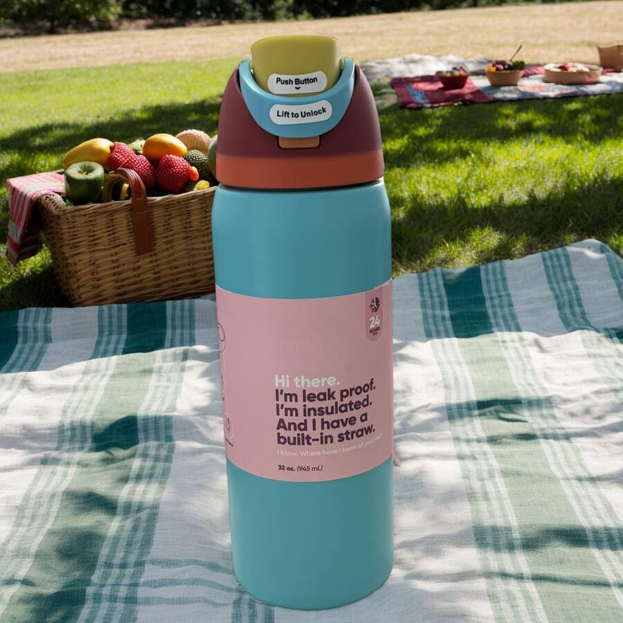 0-Walla 32oz/945ml Stainless Steel Insulated Travel Cup Double Drinking Ports Prevent Leakage, Keep Warm Or Cool, Multiple Colors Available, Energetic Hydration Without Burden, Suitable For Sports/Commuting/Daily Use - Màu xanh lam - Xem 1