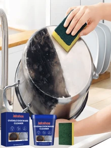 jakehoe Cookware Cleaning Paste, Kitchen Stainless Steel Pots And Pans Cleaning Rust Removal Stain Removal Fragrance Cleaning Balm, Faucets, Door Handles, Bathroom, Dishwashing Sink Kitchen Utensils Cleaner, Efficient Rust Removal Without Hurting Metal(New And Old Packaging Sent Randomly)