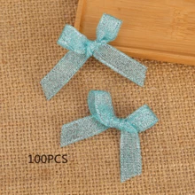 100 Peças Gravatas Borboleta de Poliéster Douradas e Prateadas, Ideais para Casamento, Chá de Panela, Decorações de Festa, Natal, Halloween, Páscoa, Ação de Graças, Embrulho de Presentes Festivos e Acessórios Têxteis Domésticos