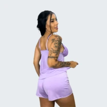 Kit Maternidade Baby Doll + Camisola Amamentação Pós Parto Gestante Amamentar - Fúcsia - Visão 4