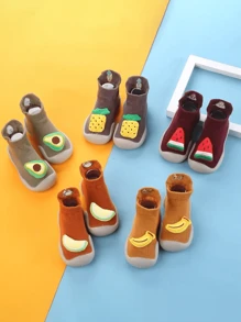 1 Pair Cartoon Fruit Series Baby Anti-Slip Indoor Socks, Toddler Boys Girls Socks
