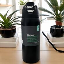 0-Walla 32oz/945ml Stainless Steel Insulated Travel Cup Double Drinking Ports Prevent Leakage, Keep Warm Or Cool, Multiple Colors Available, Energetic Hydration Without Burden, Suitable For Sports/Commuting/Daily Use - 黑色 - 查看 4
