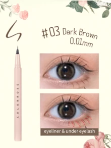 COLORROSE 超细液体眼线笔、眼线笔、下睫毛笔、卧蚕阴影笔、颜色浓烈、墨水流动顺畅、快干、防水防汗、自然深棕色、600mg - 03自然深棕 - 查看 2