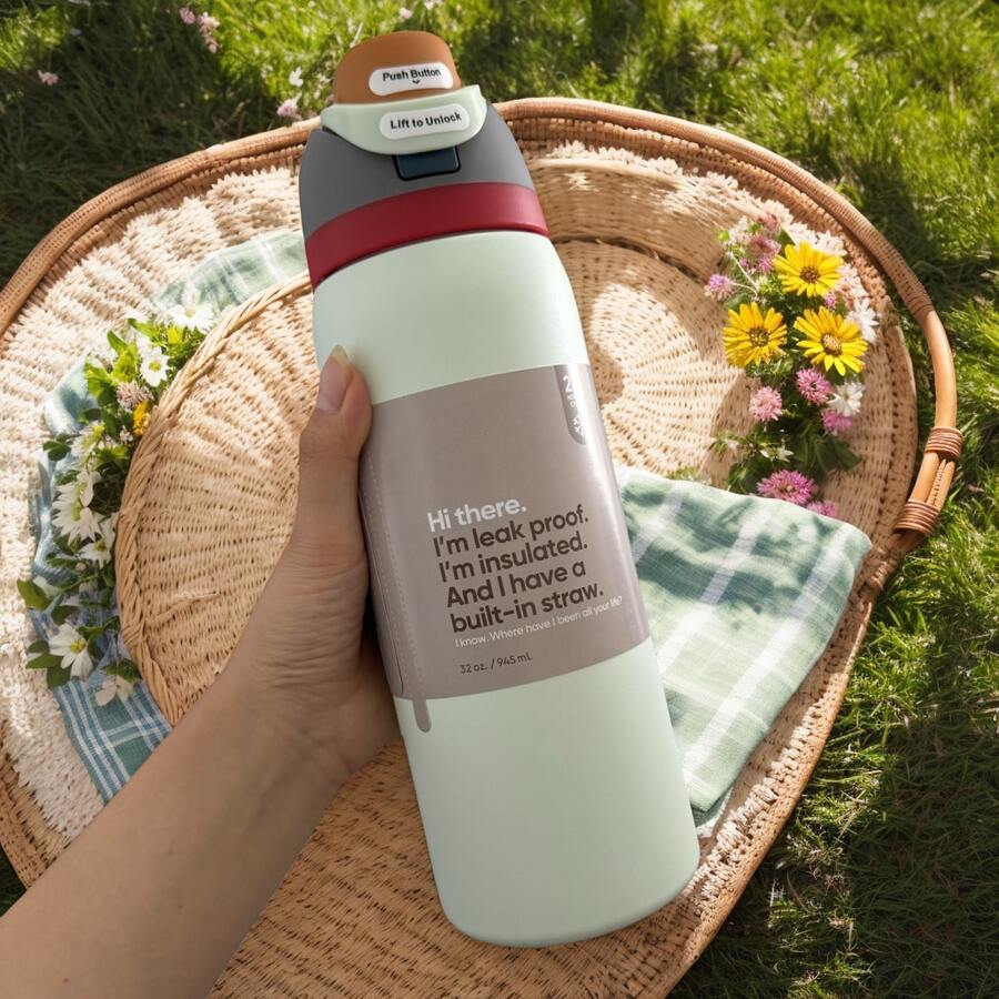 Owall'a 32oz Stainless Steel Insulated Cup, Cold Cup, Special Car Cup, Coffee Cup - 米色 - 查看 1