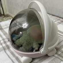 Portable Toy Storage Box, Round Cradle & Mattress. Breathable Mesh Design, Compatible With Labubu. Suitable For Storage, Travel And Storage. Compact And Securely Sealed Perfect Gift - Doll Display Stand