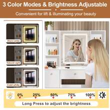 Dressing Table With Drawers Mirror Stool Set Makeup Desk Vanity Table - White - View 7