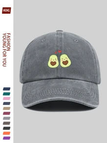 1 Coppia di cappellini da baseball regolabili con stampa di avocado, design alla moda unisex, cappelli urbani comodi e traspiranti, adatti per coppie, uso all'aperto, quotidiano, multistaigione, regalo per famiglia, amici, partner