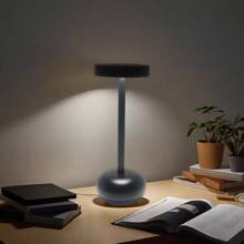 1pc Portable, USB Rechargeable, 3-Color Dimmable LED Metal Desk Lamp. Touch Control, Suitable For Dining Room, Bar, Office, Bedroom, Study, Indoor Lighting, Bedside Reading Companion Night Light