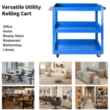 Lislark 3 Tier Tool Storage Heavy Duty Durable Garage Trolley Workshop Wheel Cart Shelf - Blue - View 4