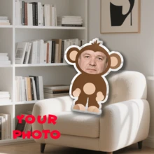 Personalized Facial Photo Pillow, Monkey, Cute, Suitable For Father's Day, Mother's Day, Halloween, Christmas, Christmas Eve, Valentine's Day, Birthdays, Personalized Anniversaries, Thanksgiving