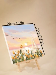Pittura per numero per adulti principianti, quadri da 20Wx20L/30Wx30L, con 2 pennelli, pigmenti acrilici di fiori e paesaggi