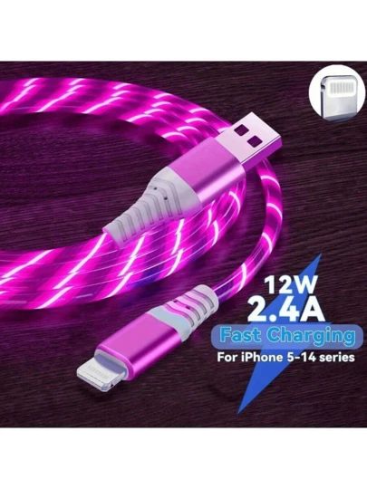 LED Glowing Fast-Charging Cable, Braided & Durable USB To Lightning, Compatible With IPhone 14/13/12/11/10 Series-Perfect For Home, Office, And Travel Use, Christmas Gift/ Gift For Family, Christmas Gift/ Gift For Family
