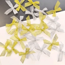 100 Peças Gravatas Borboleta de Poliéster Douradas e Prateadas, Ideais para Casamento, Chá de Panela, Decorações de Festa, Natal, Halloween, Páscoa, Ação de Graças, Embrulho de Presentes Festivos e Acessórios Têxteis Domésticos