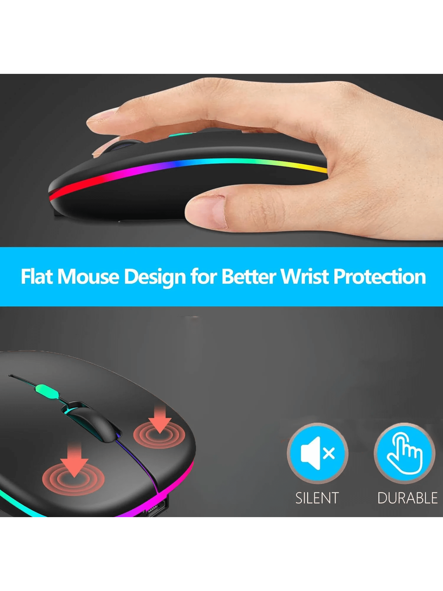 فأرة لاسلكية فائقة النحافة ببلوتوث – بطارية قابلة...