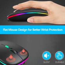 Wireless Mouse, Rechargeable Battery 300Mah, Silent, Ultra-Thin Design (Bt And 2.4Ghz Usb Receiver) Portable Computer Mouse, Suitable For Laptops, Ipad, Compatible With MacBook, And Apple Devices