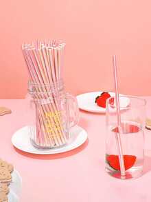 10-100pcs/Pack Colorful Paper Straws, Glitter Straws, Elegant Straws, Suitable For Juice, Milkshake, Birthday, Wedding, Baby Shower, Decoration, Mermaid Theme Party, Event Supplies - Multicolor - View 11