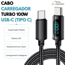 Reinforced 100W Turbo Charging Cable With LED Display USB-C Type C - màu đen - Xem 2