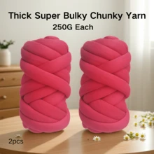 250G/Pieza Hilo súper grueso y voluminoso para tejer y ganchillo a mano, hilo de algodón suave y voluminoso para hacer mantas artesanalmente - Multicolor - Ver 27