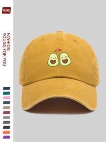 1 Coppia di cappellini da baseball regolabili con stampa di avocado, design alla moda unisex, cappelli urbani comodi e traspiranti, adatti per coppie, uso all'aperto, quotidiano, multistaigione, regalo per famiglia, amici, partner