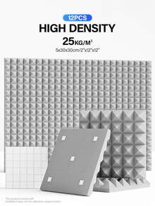 ODEK PRETTY 12/24 件 - 隔音板（12x12x2 英寸） - 适用于工作室和音乐室的金字塔声学泡沫墙板 - 快速恢复吸音泡沫垫（黑色/白色/灰色/紫色） - 彩色 - 查看 10