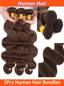 3 Peças Pacotes de Cabelo Humano Onda Corporal Dupla Trama, Cabelo Humano Não Processado Pacotes de Cabelo Trama para Mulheres, Cor Natural