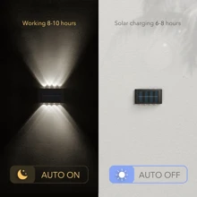 Luces solares de hasta 8 LED con sensor de luz solar, exterior impermeable, lámpara de pared moderna de estilo nórdico para iluminar el exterior de la casa, jardín, porche (Luz blanca, 1 pieza)