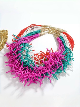 1pc Bohemian Handmade Beaded Vintage Necklace, Versatile For Women, Suitable For Beach, Party, Banquet, Nightclub, Casual Wear