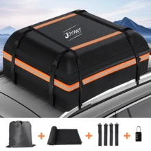 20 Cubic Feet Roof Rack, Waterproof Rooftop Cargo Carrier With Anti-Slip Mat + 4 Door Hooks For All Vechicles With/Without Racks - Black With Orange Line - 查看 1