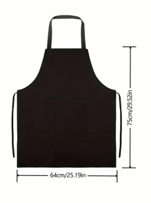 1pc Unisex Apron For Home Cleaning With 2 Pockets, Simple Style Black Apron With Pockets, Thickened Waist Apron, Fashion Housework Kitchen Household Workwear, Kitchen Supplies