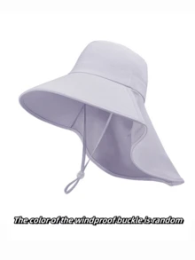1 件女士夏季时尚太阳帽，男女通用户外徒步宽边渔夫帽，钓鱼防晒帽，带马尾辫孔和抽绳 - 透气涤纶，可调节闭合，适合户外和休闲穿着（防风扣颜色随机）