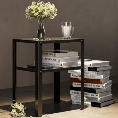 1 件节省空间的简易铁艺床头架、床头柜、床头柜，需组装