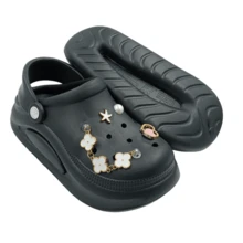 Sandalia Plataforma Chunky 6 cm Pines Bonitos Dama Mujer Chancla Ligera - Negro - Ver 5
