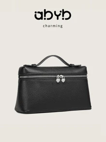 Bolso de mano/bandolera/bolso de hombro minimalista de estilo 2025, bolsa para el almuerzo con diseño de grano de lichis, bolso negro pequeño para el verano