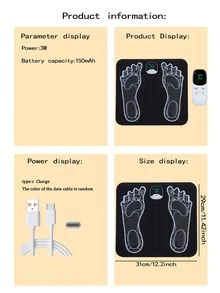 Rechargeable Portable Foot Massage Mat, Promotes Blood Circulation, Relaxes Feet, Electric Muscle Stimulation Massage Pad