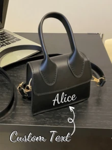 1 件可定制文字名称时尚纯色 PU 翻盖迷你包储物袋收纳盒 - 适合日常使用，适合送给她、新娘、伴娘、女儿、女朋友、母亲的理想礼物 - 彩色 - 查看 4